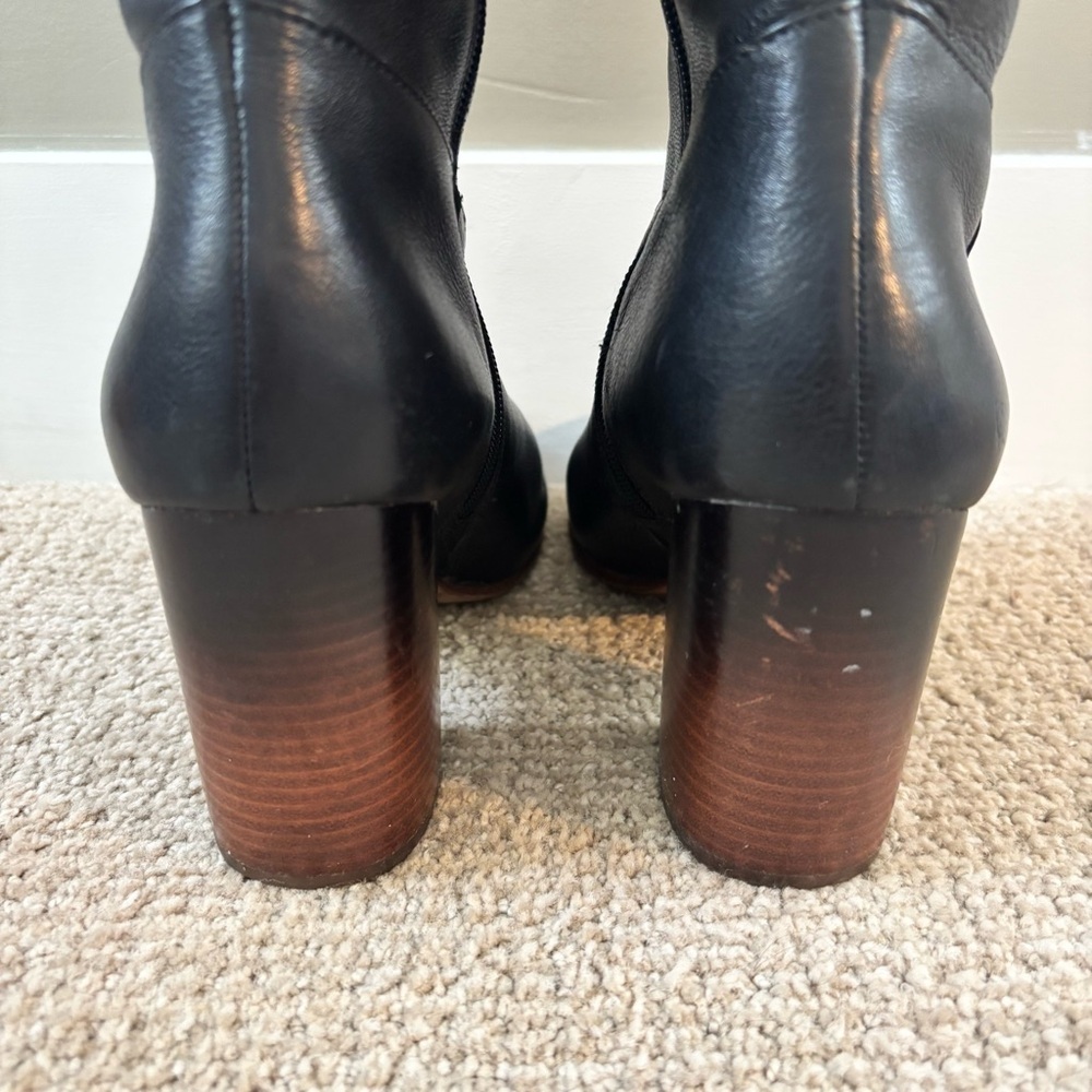 Via Spiga Black Leather Knee High Boots Block Heel Women’s Size 9 Made in Italy​ - Picture 7 of 9